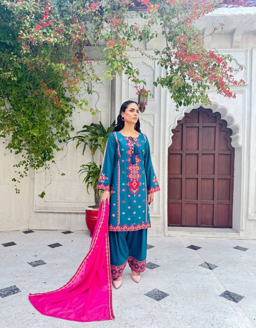 Premium 3-Piece Embroidered Cotton Suit