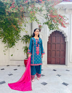 Premium 3-Piece Embroidered Cotton Suit