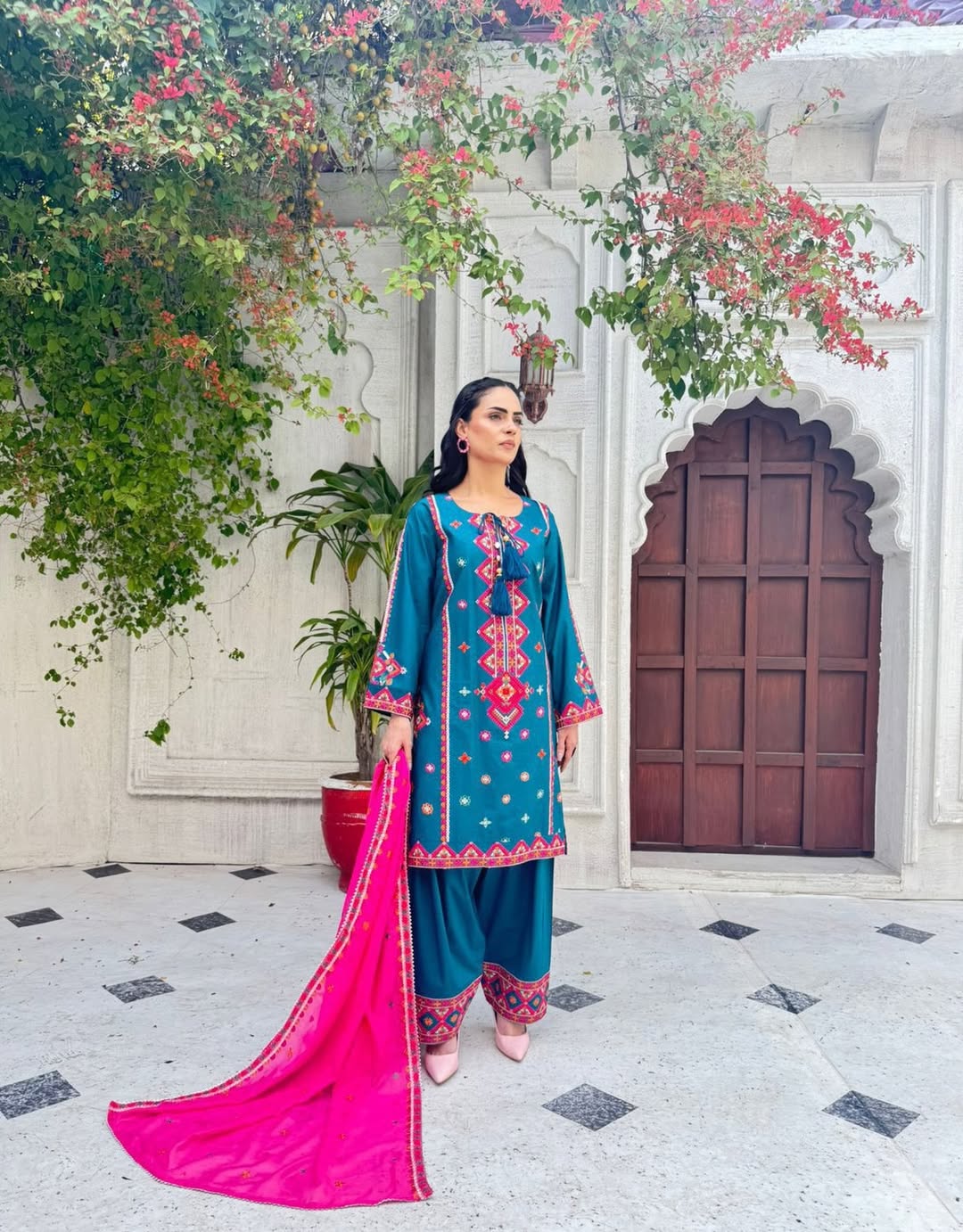 Premium 3-Piece Embroidered Cotton Suit