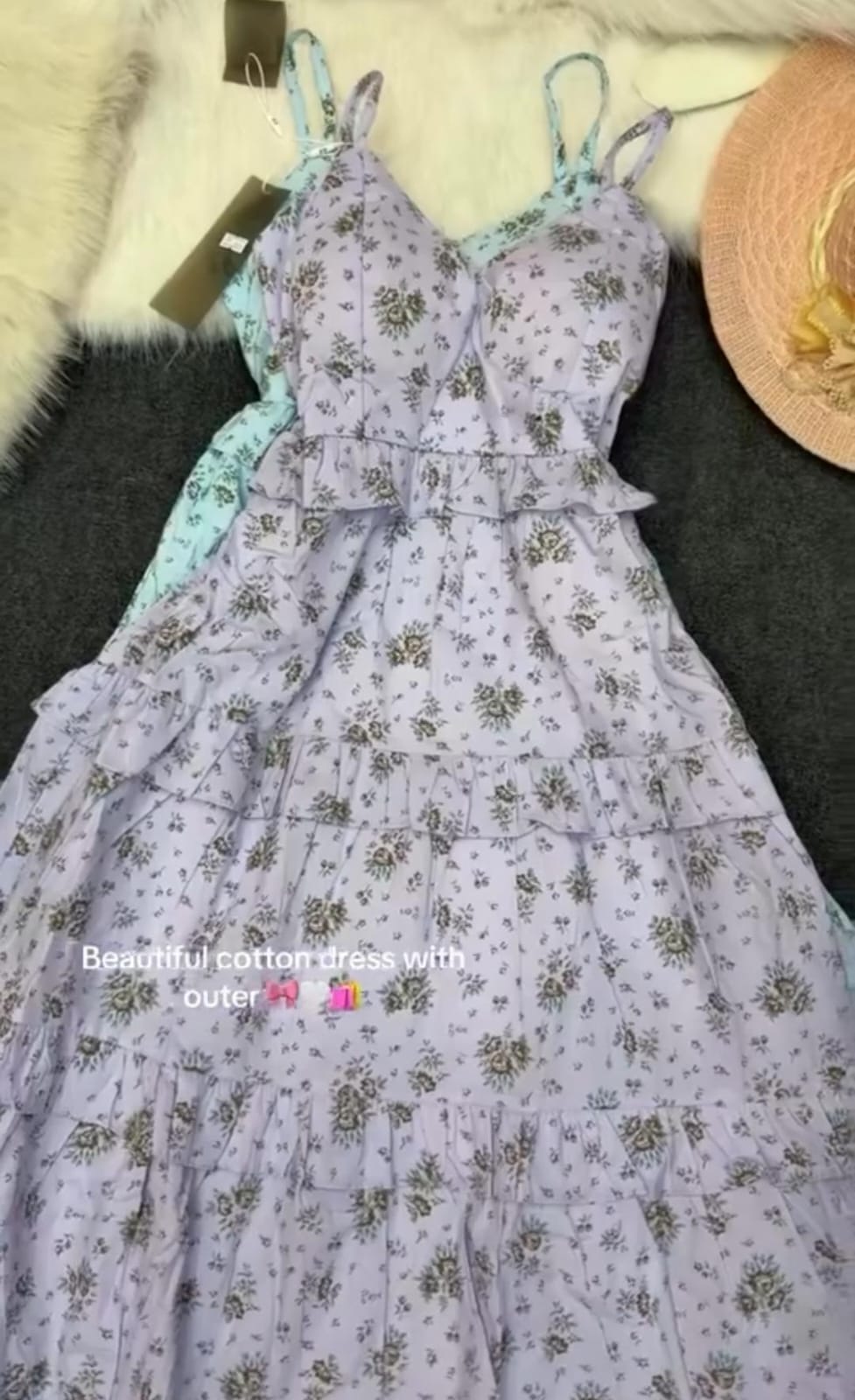 Summer Floral Cotton Dress with Outer