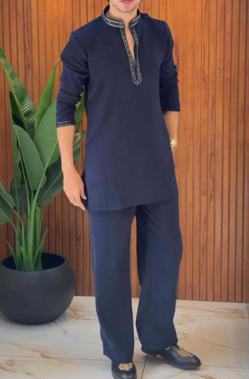 Men's Embroidered Kurta Shalwar Set Pack of 3