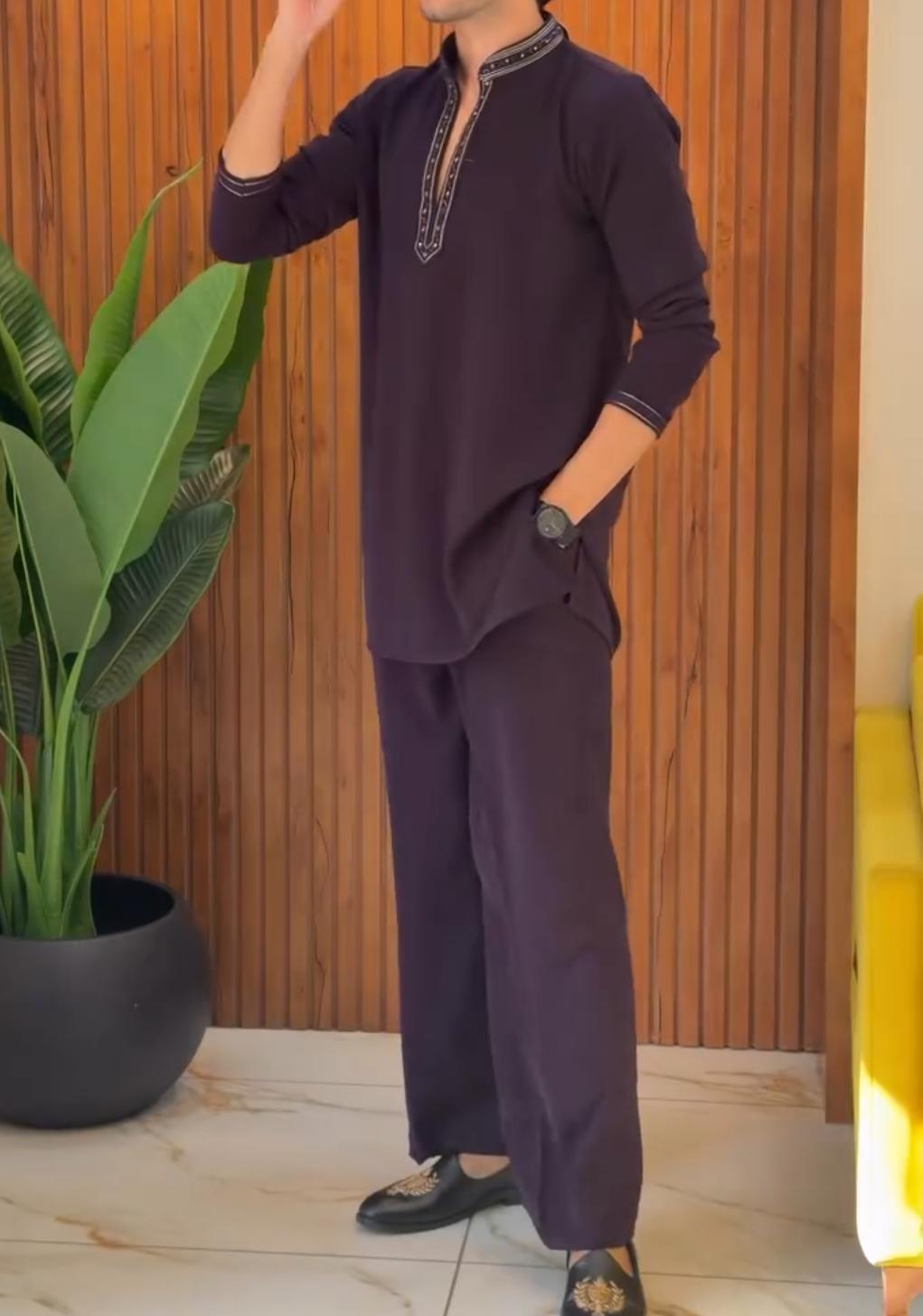 Men's Embroidered Kurta Shalwar Set Pack of 3